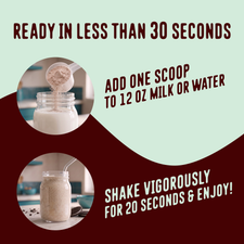 Add one scoop of Shop FlavCity Mint Chocolate Protein Smoothie to 12 ounces of liquid, then shake for 20 seconds.