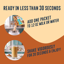 To prepare your FlavCity Protein Smoothie Single-Serve Salted Caramel, pour one packet into 12 ounces of liquid, then shake vigorously for 20 seconds.