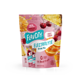 Pouch of Fruit Punch Electrolyte Mix featuring graphics of cherries, orange slices, and pineapple wedges.