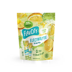 Shop FlavCity Lemon Lime Electrolyte Mix pouch featuring graphics of sliced lemons and limes.