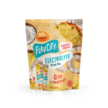 A bag of Shop FlavCity Pineapple Coconut Electrolyte Mix featuring illustrations of pineapple slices and coconut on the packaging.