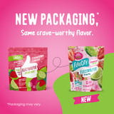 Two pouches of Strawberry Limeade Electrolyte Mix, showing the original packaging design on the left and the updated design on the right.