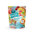 A stand-up pouch of Shop FlavCity Variety Pack Electrolyte Mix surrounded by fresh fruit, featuring 28 single-serve sticks in four flavors: strawberry limeade, pineapple coconut, lemon lime, and fruit punch.