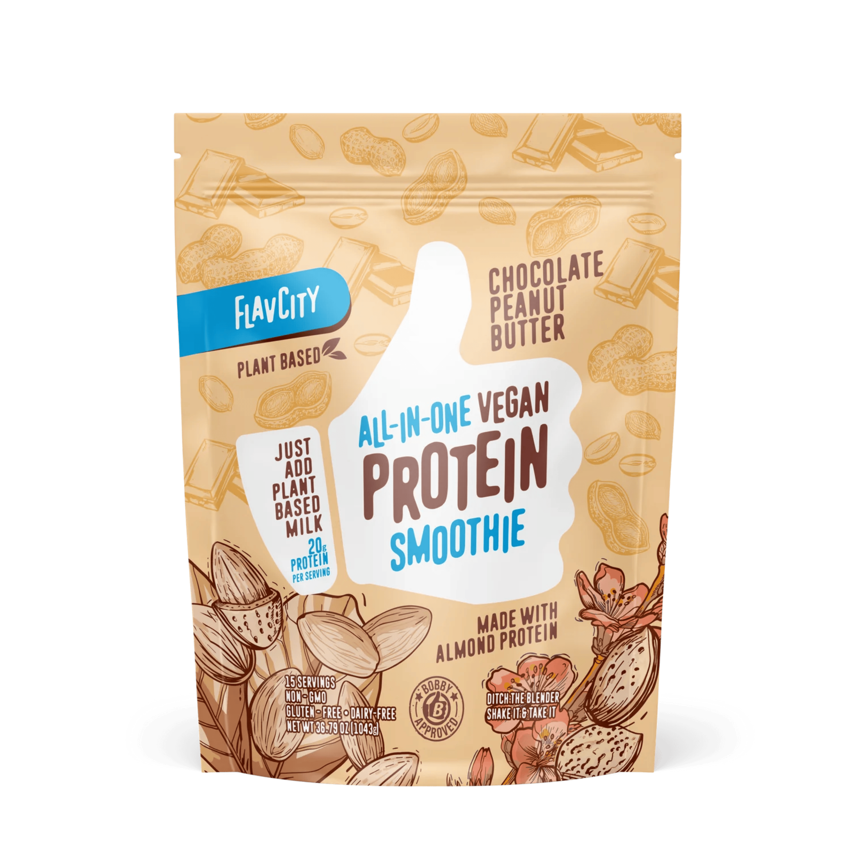 FlavCity Chocolate Peanut Butter Protein Smoothie – 25g Protein, 20 Servings – Meal Replacement