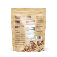 Back view of the 'Plant-Based Chocolate Peanut Butter Protein Smoothie' bag, displaying the product description, ingredients, and other information.