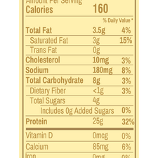 Vanilla Cream Nutritional Facts Label