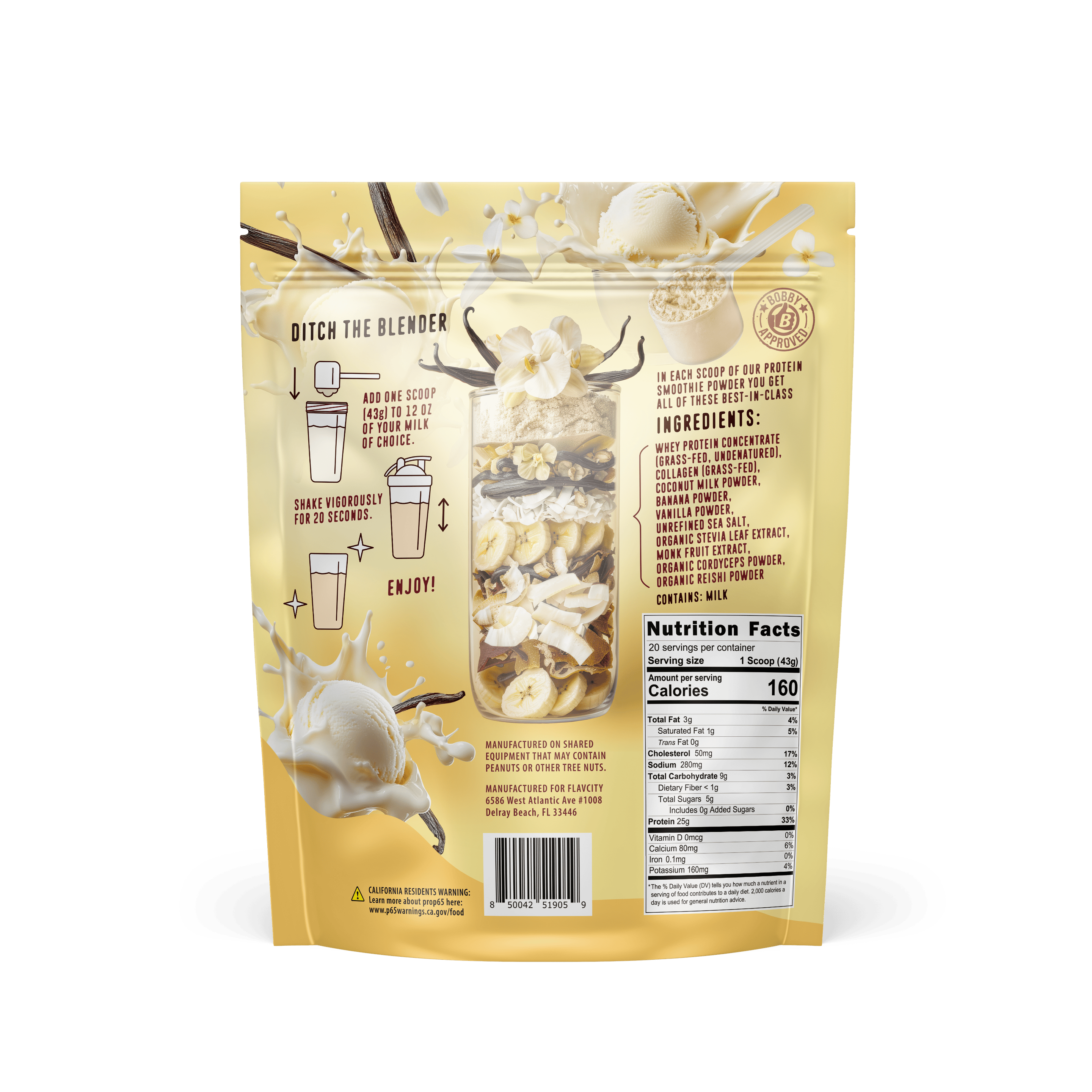 Protein Flower Healthy Vanilla Cream Protein Powder Smoothie | FlavCity