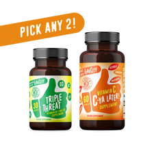 A bundle of two vitamin supplement bottles, showcasing a range of vitamins designed to support overall health and well-being.