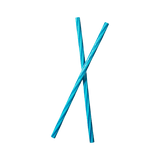 Two light blue FlavCity Cafe reusable straws crossed in an X shape.