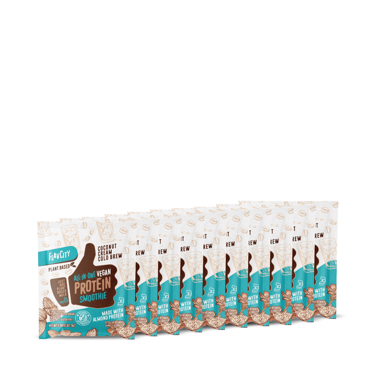 Shop FlavCity Plant-Based Coconut Cold Brew Protein Smoothie: 10 pack of Single-Serve Packets