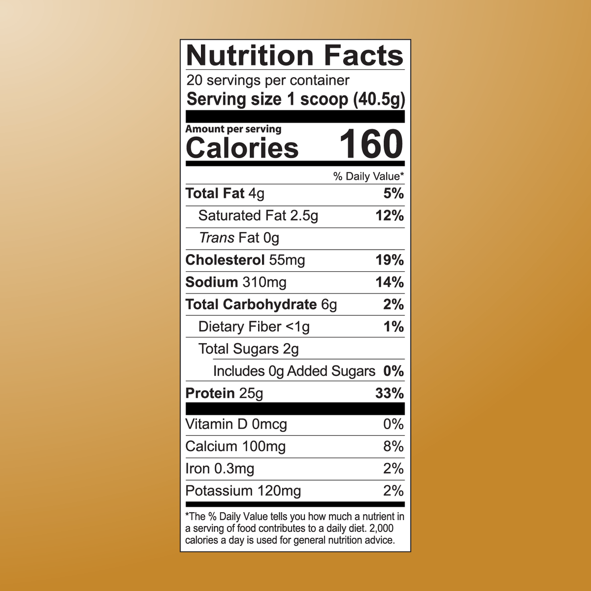 Shop FlavCity Salted Caramel Protein Smoothie: per serving—160 calories, 4g fat, 25g protein from grass-fed whey and collagen, plus essential vitamins and minerals. Tan background nutrition facts label shown.
